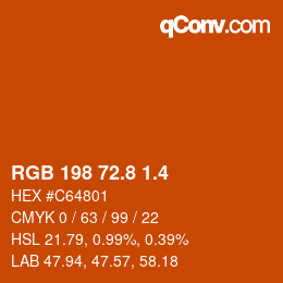カラーコード: RGB 198 72.8 1.4 | qconv.com
