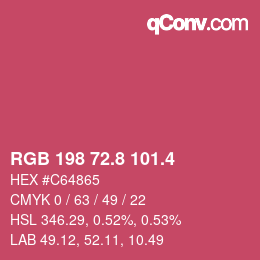 カラーコード: RGB 198 72.8 101.4 | qconv.com