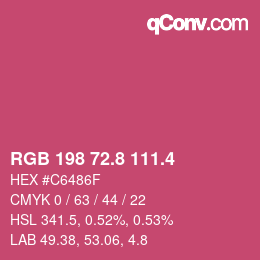 カラーコード: RGB 198 72.8 111.4 | qconv.com