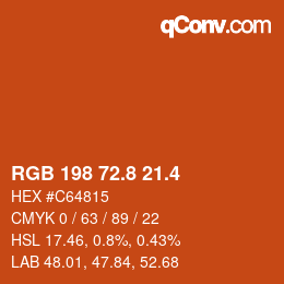 カラーコード: RGB 198 72.8 21.4 | qconv.com