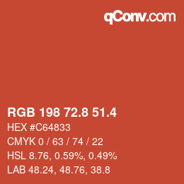 カラーコード: RGB 198 72.8 51.4 | qconv.com