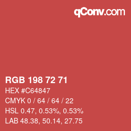 Color code: RGB 198 72 71 | qconv.com