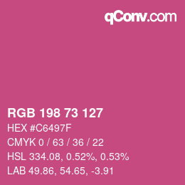 Color code: RGB 198 73 127 | qconv.com