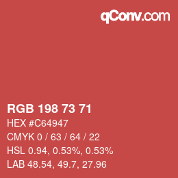 Color code: RGB 198 73 71 | qconv.com