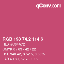 カラーコード: RGB 198 74.2 114.6 | qconv.com