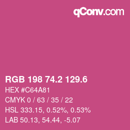 カラーコード: RGB 198 74.2 129.6 | qconv.com
