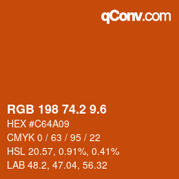 カラーコード: RGB 198 74.2 9.6 | qconv.com