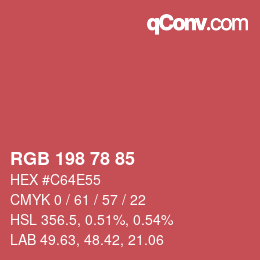 颜色代码: RGB 198 78 85 | qconv.com