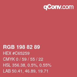 Color code: RGB 198 82 89 | qconv.com