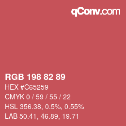 Color code: RGB 198 82 89 | qconv.com