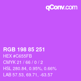 カラーコード: RGB 198 85 251 | qconv.com