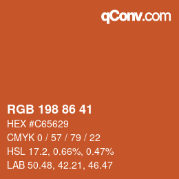 Color code: RGB 198 86 41 | qconv.com
