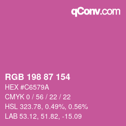 カラーコード: RGB 198 87 154 | qconv.com