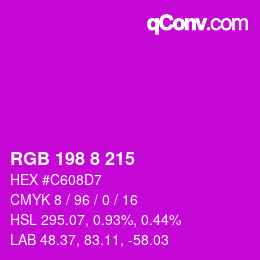 カラーコード: RGB 198 8 215 | qconv.com