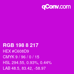 Color code: RGB 198 8 217 | qconv.com
