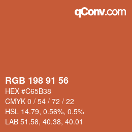 Color code: RGB 198 91 56 | qconv.com