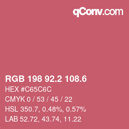 カラーコード: RGB 198 92.2 108.6 | qconv.com