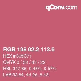 カラーコード: RGB 198 92.2 113.6 | qconv.com