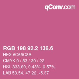 カラーコード: RGB 198 92.2 138.6 | qconv.com