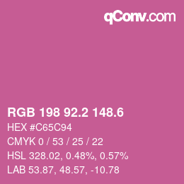 カラーコード: RGB 198 92.2 148.6 | qconv.com