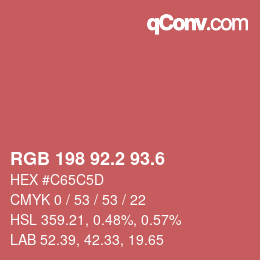 カラーコード: RGB 198 92.2 93.6 | qconv.com