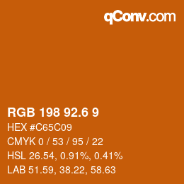 カラーコード: RGB 198 92.6 9 | qconv.com