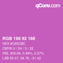 カラーコード: RGB 198 92 188 | qconv.com