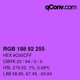 Color code: RGB 198 92 255 | qconv.com