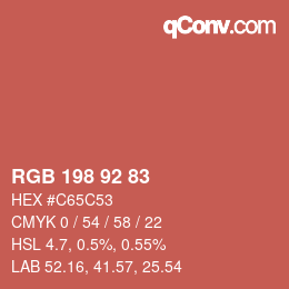 颜色代码: RGB 198 92 83 | qconv.com