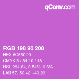 カラーコード: RGB 198 96 208 | qconv.com