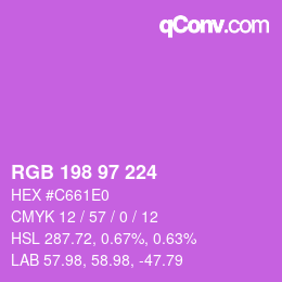 Color code: RGB 198 97 224 | qconv.com