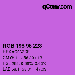 颜色代码: RGB 198 98 223 | qconv.com