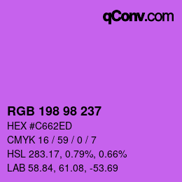 Color code: RGB 198 98 237 | qconv.com