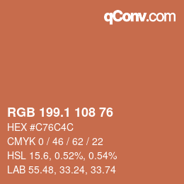 カラーコード: RGB 199.1 108 76 | qconv.com