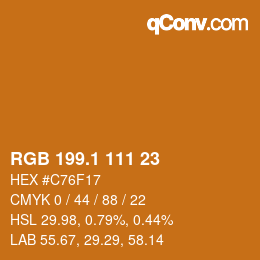 カラーコード: RGB 199.1 111 23 | qconv.com