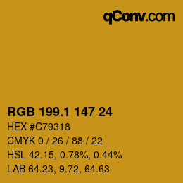 カラーコード: RGB 199.1 147 24 | qconv.com