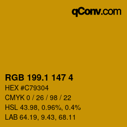 カラーコード: RGB 199.1 147 4 | qconv.com