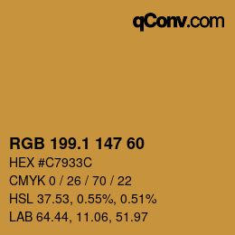 カラーコード: RGB 199.1 147 60 | qconv.com