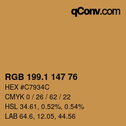 カラーコード: RGB 199.1 147 76 | qconv.com