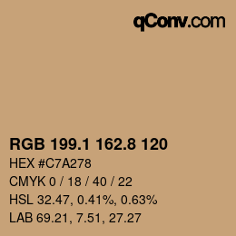 Color code: RGB 199.1 162.8 120 | qconv.com