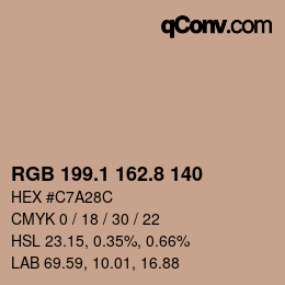 カラーコード: RGB 199.1 162.8 140 | qconv.com