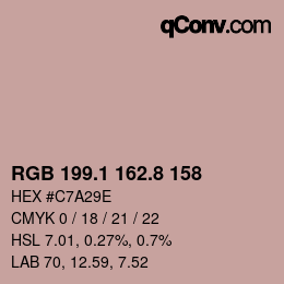カラーコード: RGB 199.1 162.8 158 | qconv.com