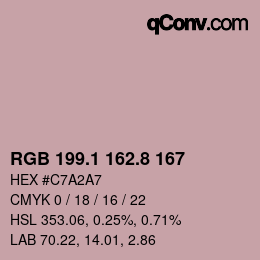 カラーコード: RGB 199.1 162.8 167 | qconv.com