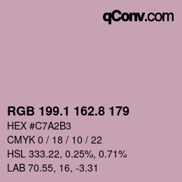 カラーコード: RGB 199.1 162.8 179 | qconv.com