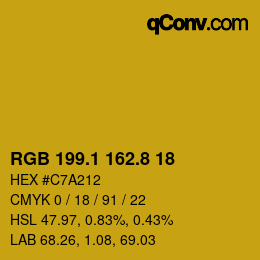 カラーコード: RGB 199.1 162.8 18 | qconv.com