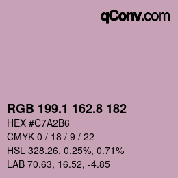 カラーコード: RGB 199.1 162.8 182 | qconv.com