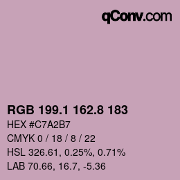 カラーコード: RGB 199.1 162.8 183 | qconv.com