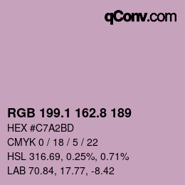 カラーコード: RGB 199.1 162.8 189 | qconv.com