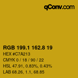 カラーコード: RGB 199.1 162.8 19 | qconv.com