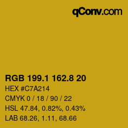 カラーコード: RGB 199.1 162.8 20 | qconv.com